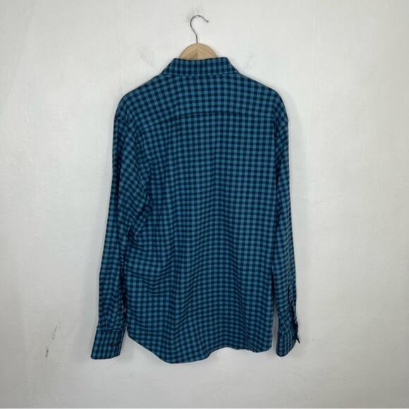 Peter Millar Crown Sport Blue Vedder Gingham Shirt Performance Flannel Size L - Picture 3 of 13
